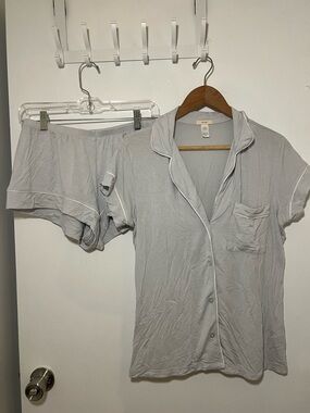 Eberjey Blue Gray Short Sleeve Lounge Top